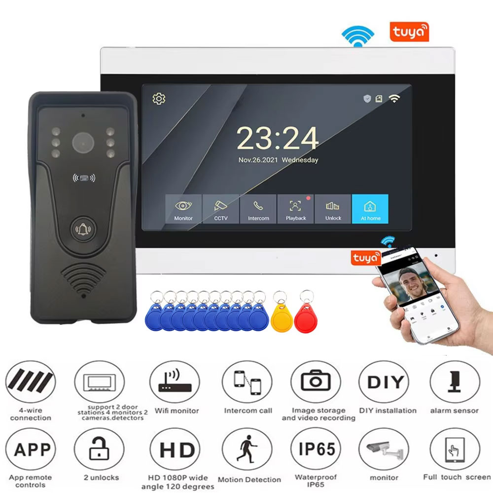 Tuya 1080P 7 Inch Color Touch  - đánh giá và giá Smart Doorbell Wired